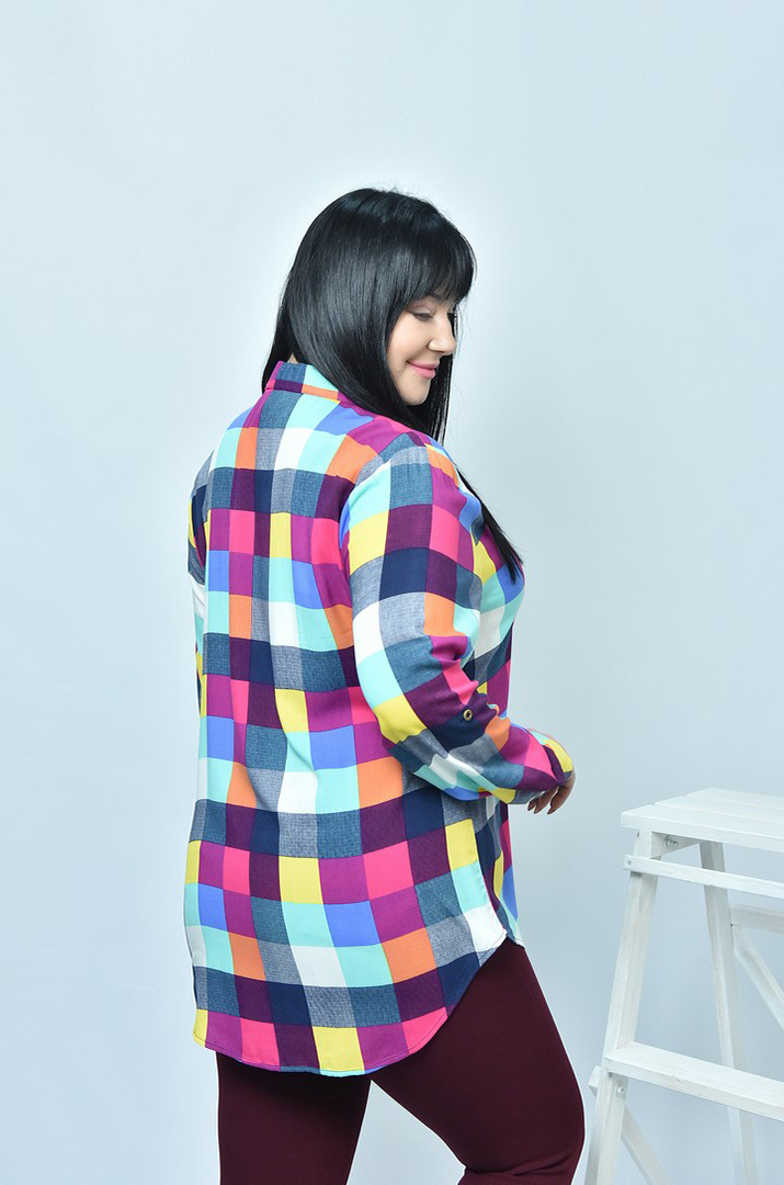 Туніка коротка сорочка в клетку супер батал