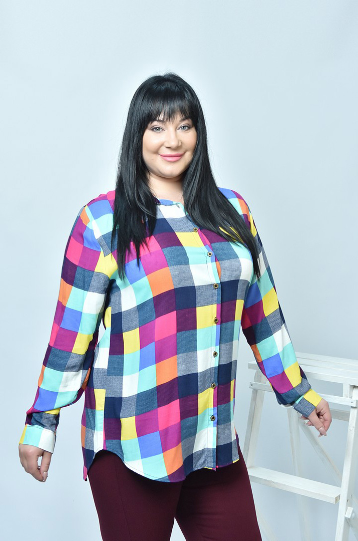 Туніка коротка сорочка в клетку супер батал