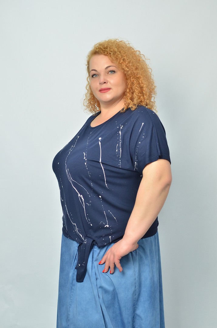 Блуза коротка трикотажна супер батал