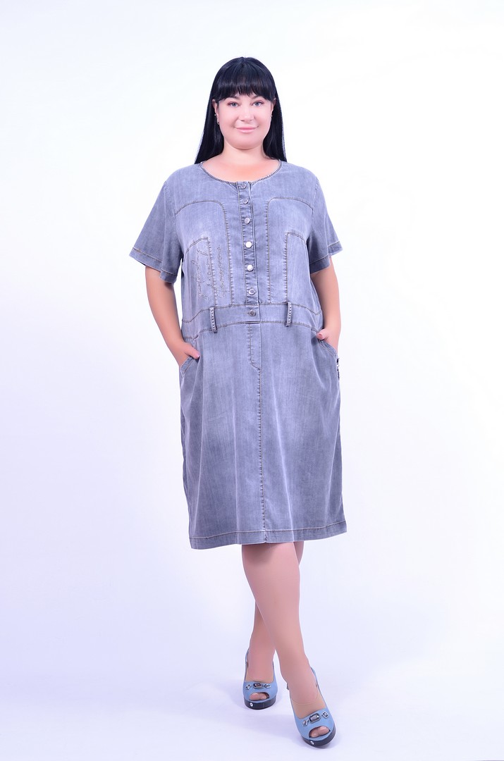 Сукня денім повсякденна батал