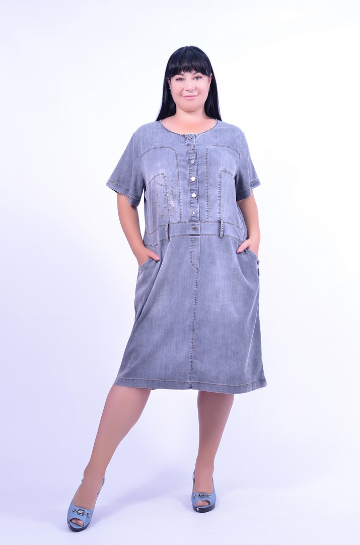 Сукня денім повсякденна батал