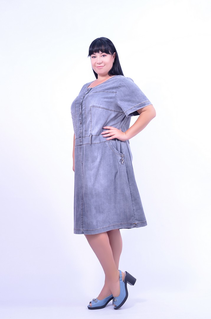 Сукня денім повсякденна батал