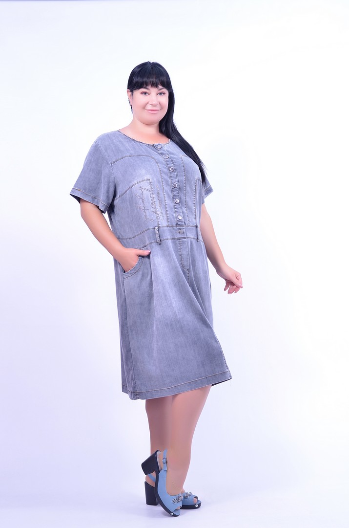 Сукня денім повсякденна батал