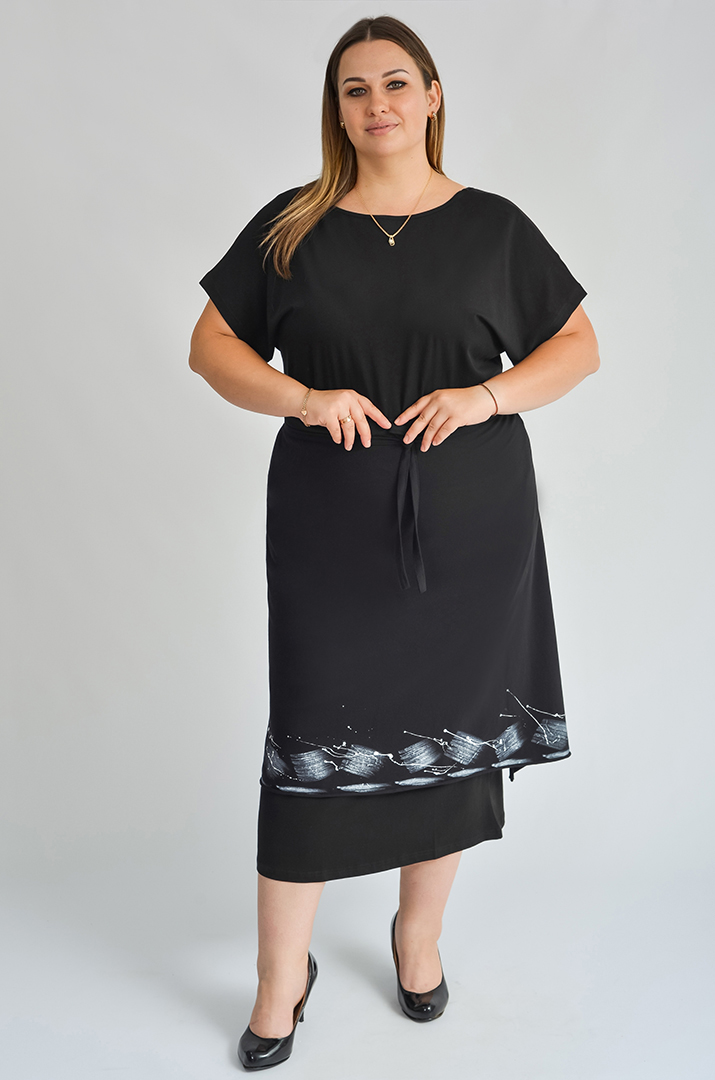 Чорна плахта з абстрактним орнаментом великих розмірів