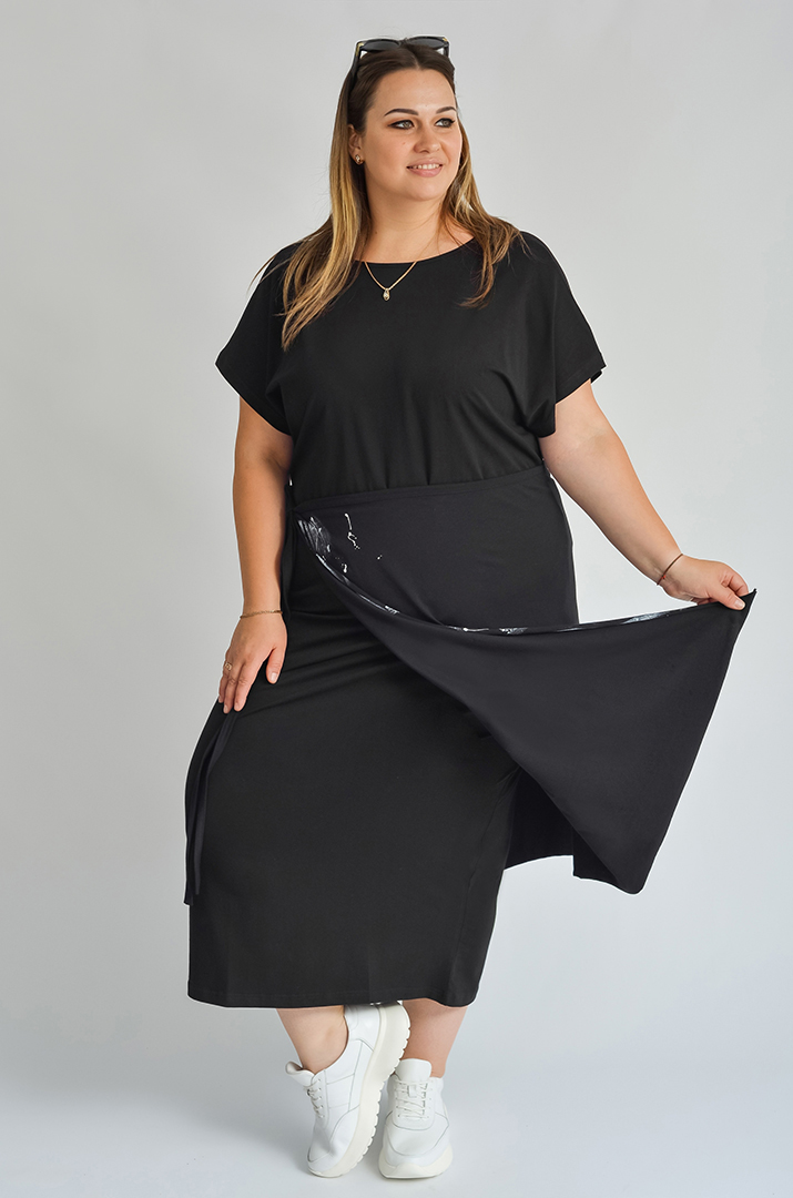 Чорна плахта з абстрактним орнаментом великих розмірів