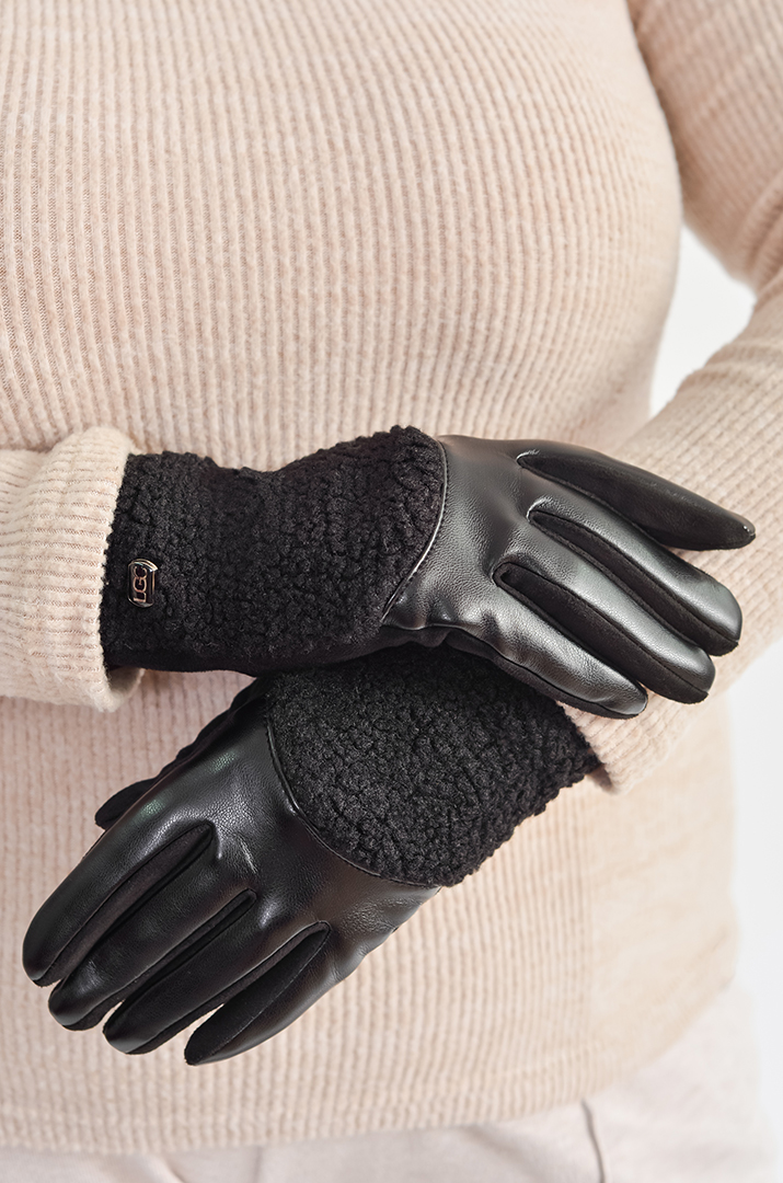 Теплі перчатки з поєднанням контрастних фактур