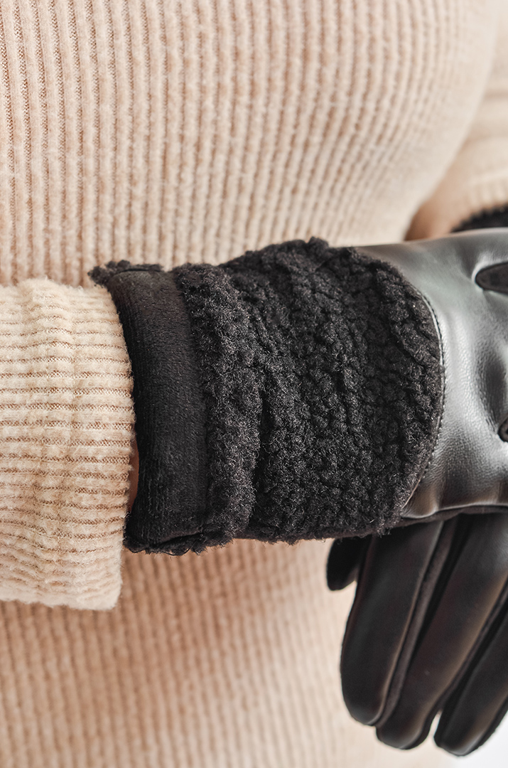 Теплі перчатки з поєднанням контрастних фактур