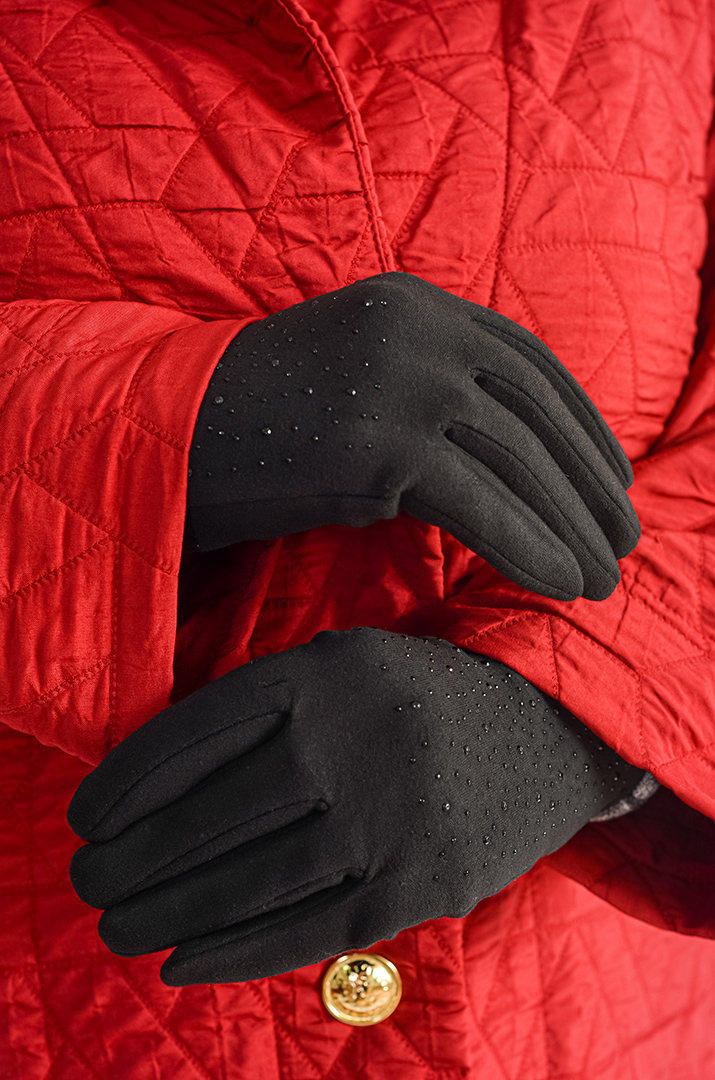 Перчатки з декоративними камінцями і флісовим утеплювачем