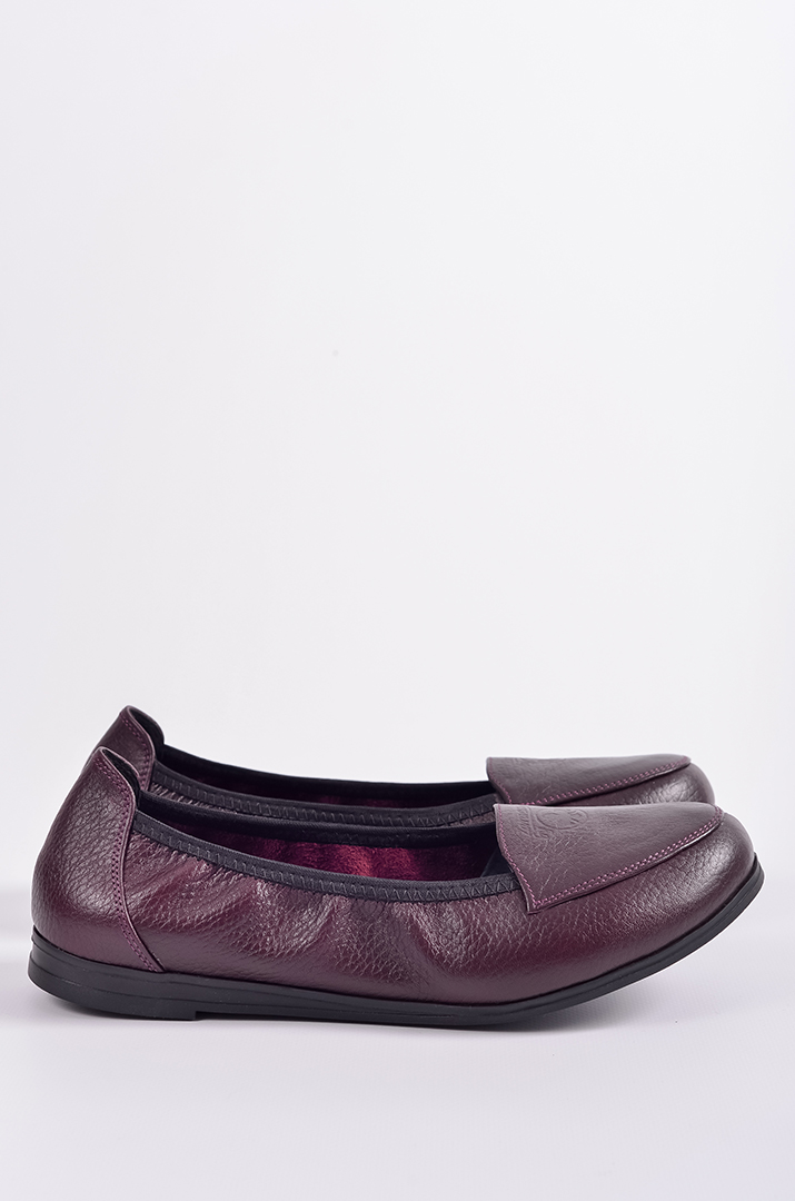 Шкіряні балетки в кольорі бордо великих розмірів