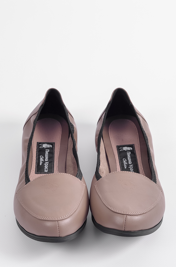 Шкіряні балетки в темно-бежевому кольорі великих розмірів