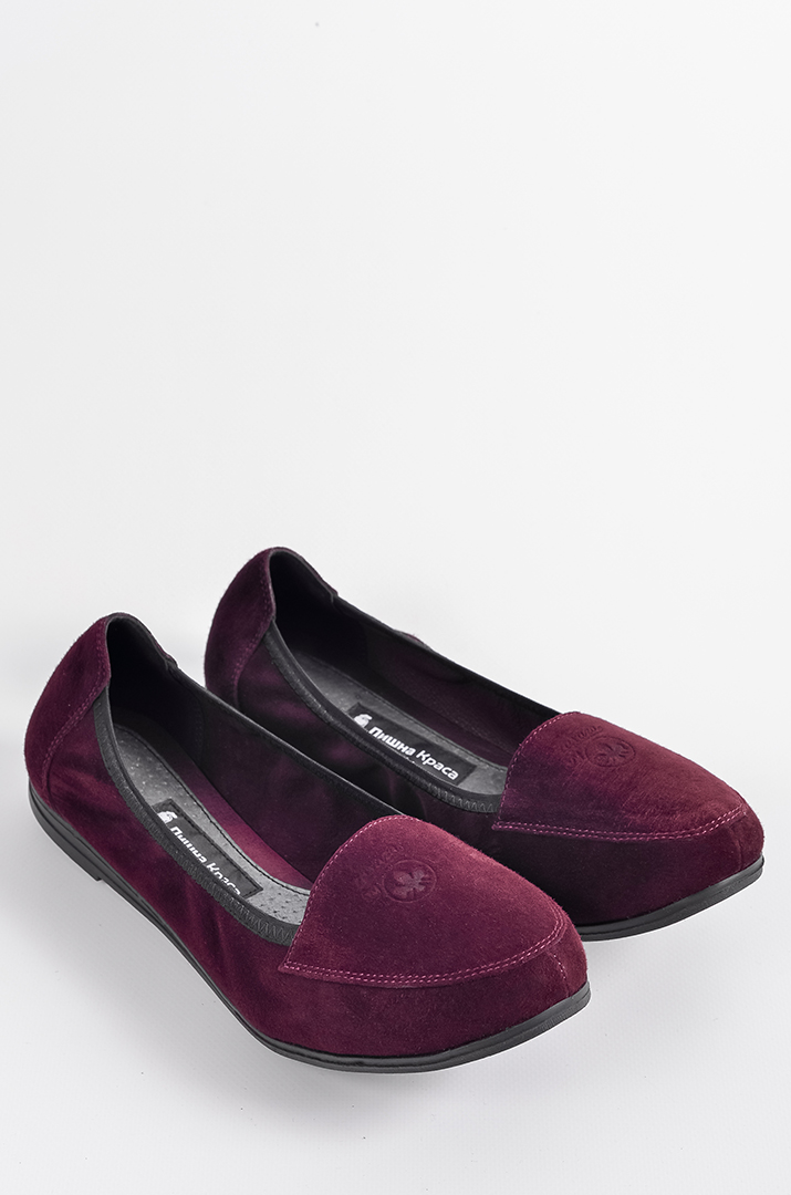 Замшеві балетки в кольорі баклажан великих розмірів