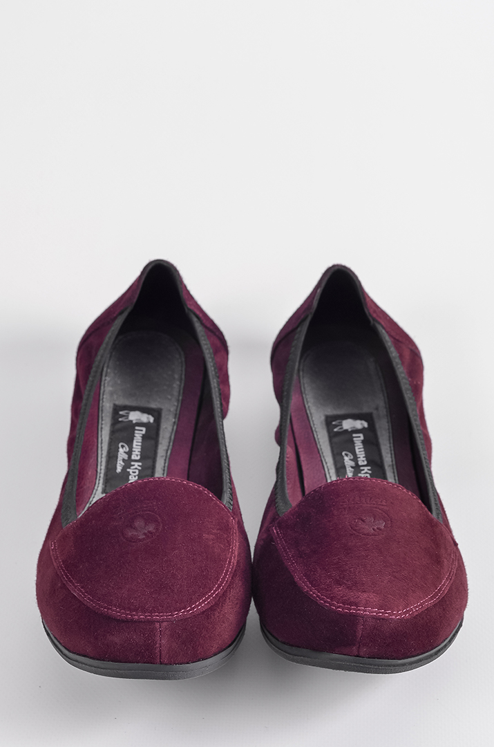 Замшеві балетки в кольорі баклажан великих розмірів