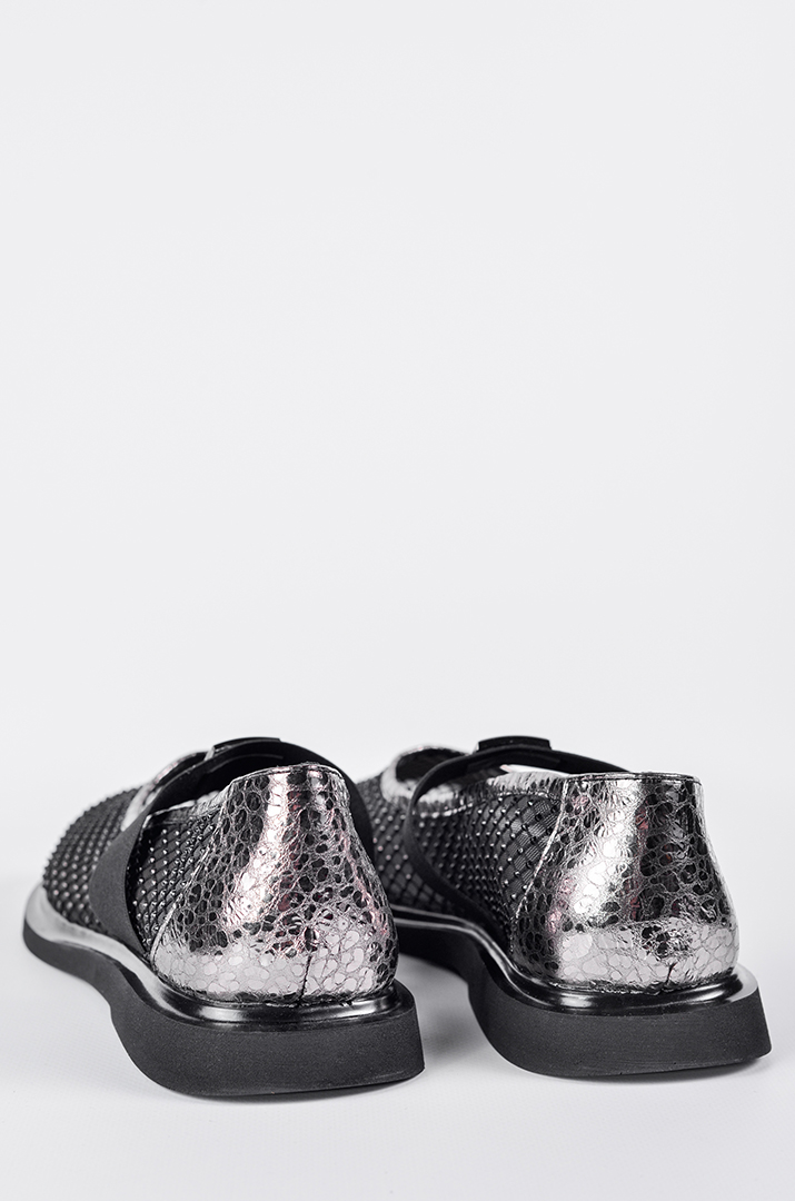 Балетки із сітчастим верхом та дрібними камінцями великих розмірів