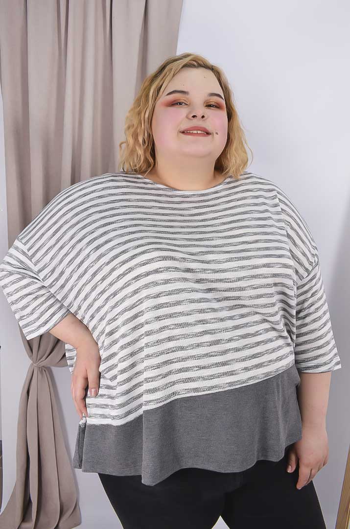 Блуза повсякденна в смужку супер батал