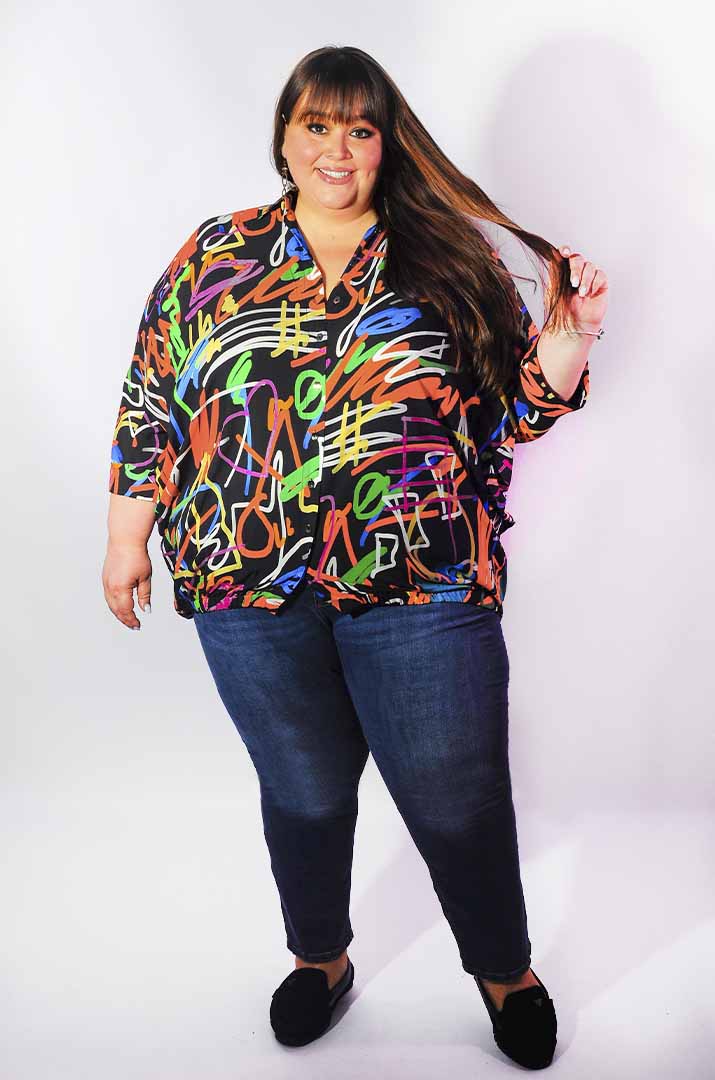 Блуза довга різнокольорова супер батал