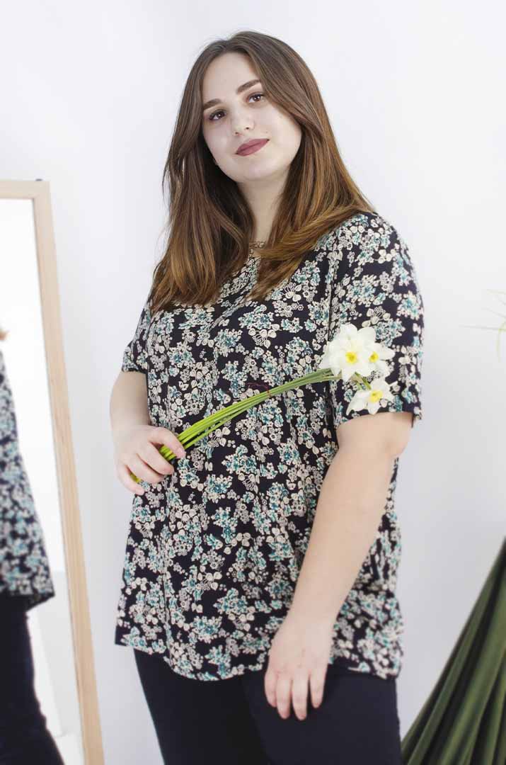 Блуза довга принт супер батал