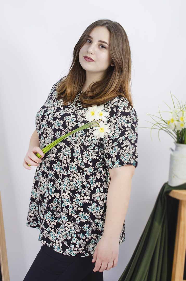 Блуза довга принт супер батал