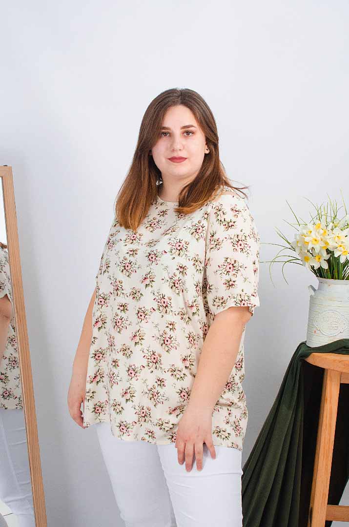 Блуза довга принт супер батал