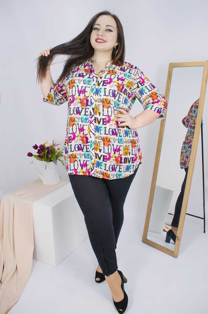 Блуза довга в кольорах супер батал