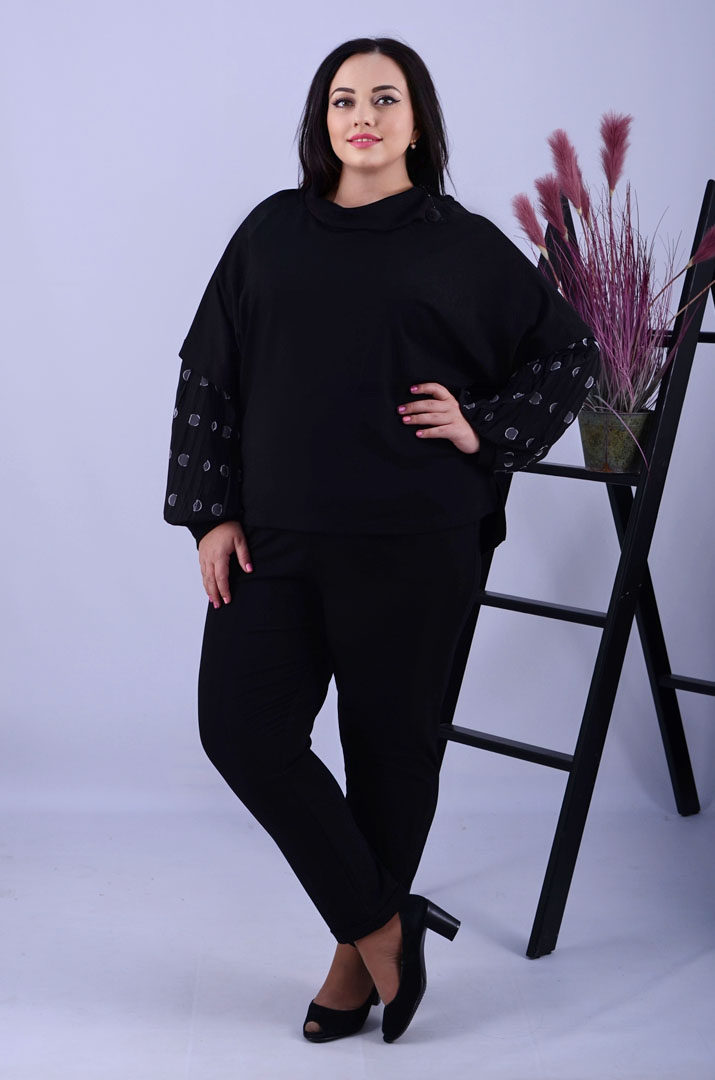 Bluza_demisezonnaya_dlinnaya_s_printom_goroh_super_batal_pishna_krasa Блуза демісезонна довга з принтом горох супер батал