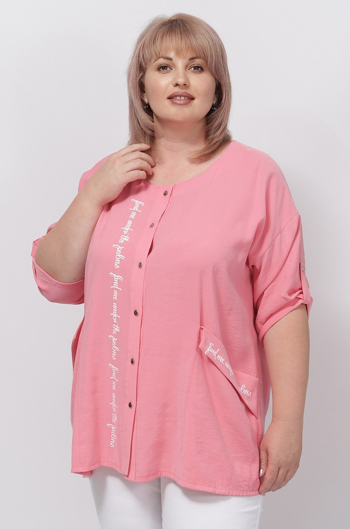 Блуза шовкова з написами батал