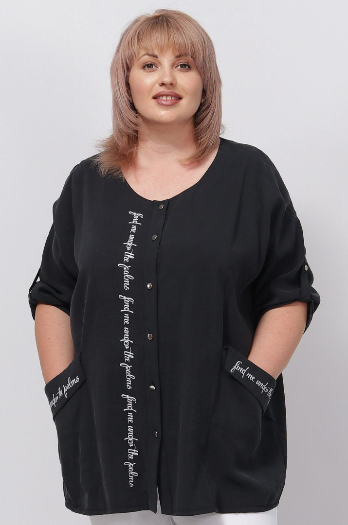 Блуза шовкова з написами батал