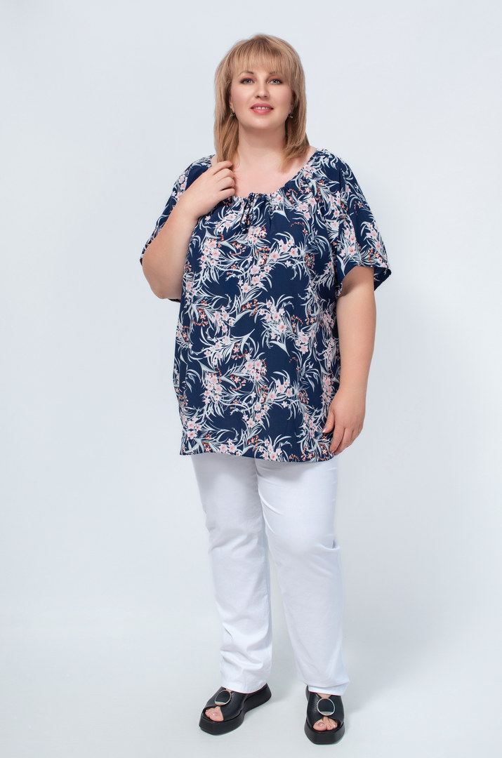 Блуза креп з горловиною на зав'язках супер батал