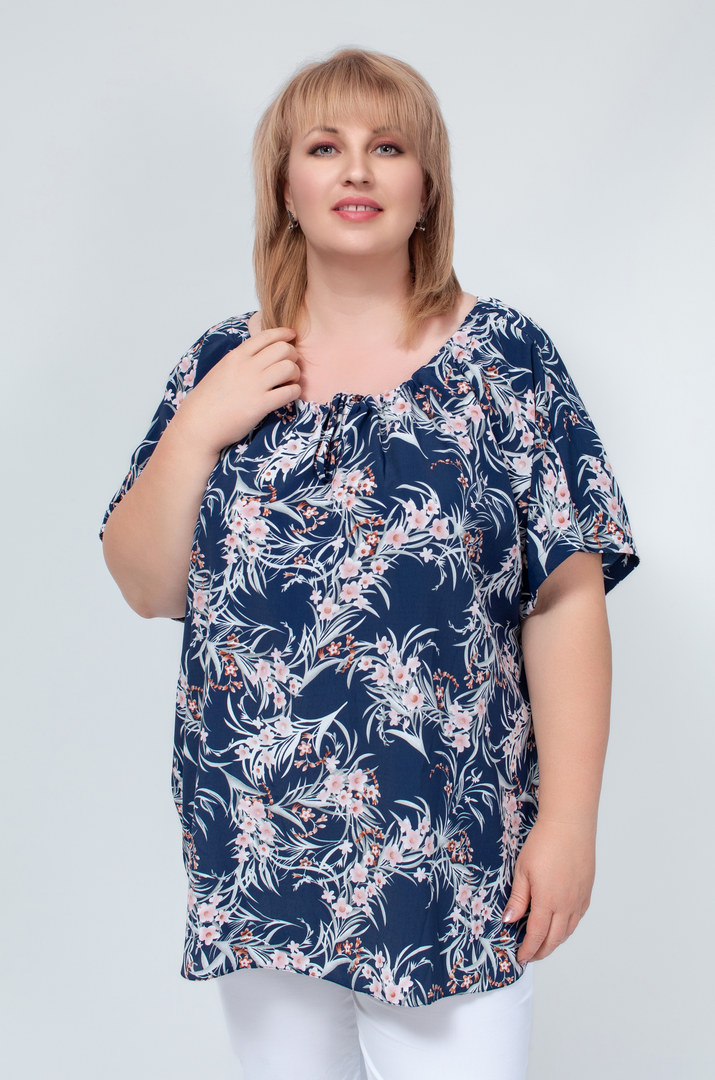 Блуза креп з горловиною на зав'язках супер батал