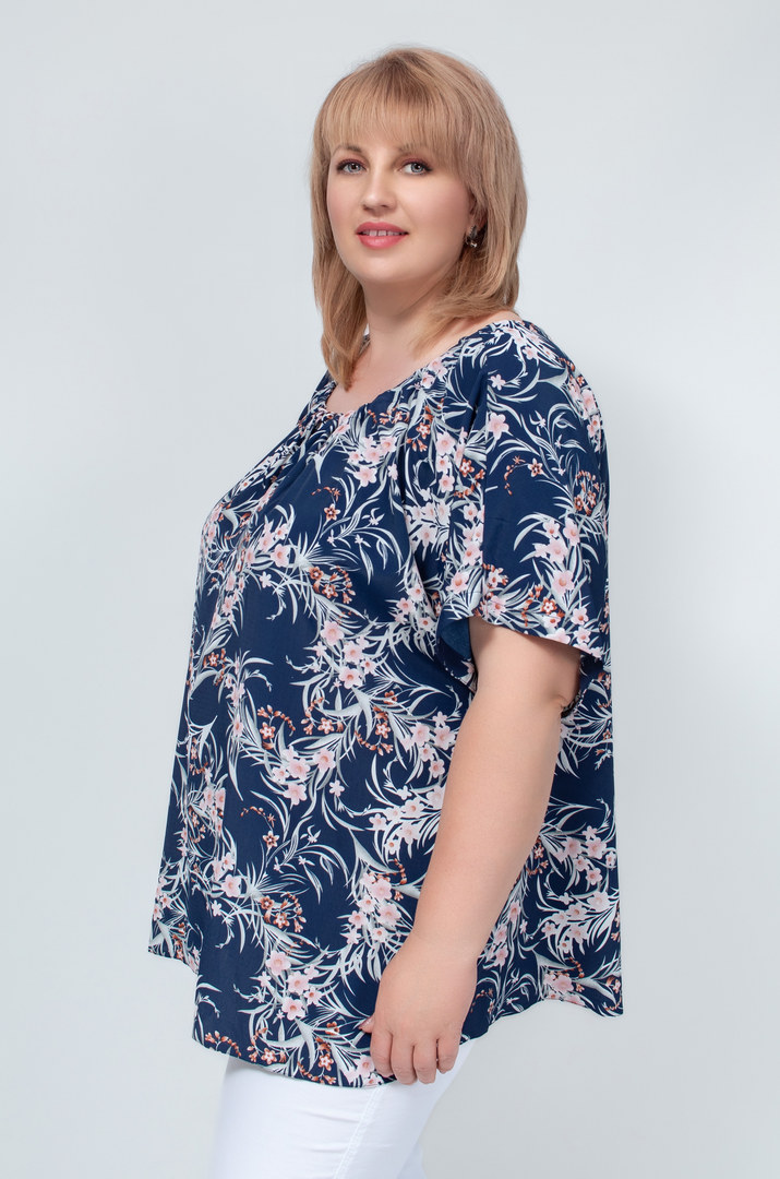 Блуза креп з горловиною на зав'язках супер батал