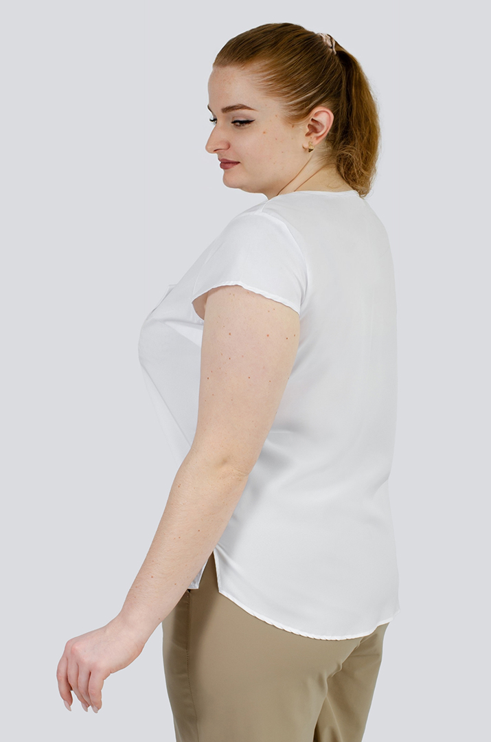 Блуза з коміром та прикрасою великих розмірів