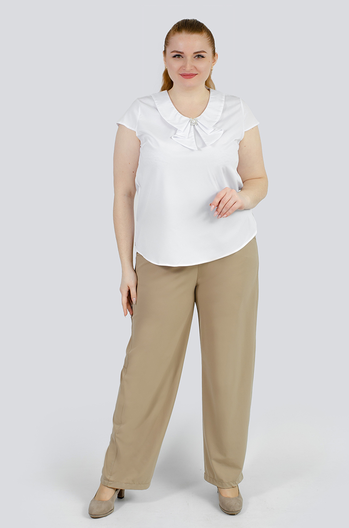 Блуза з коміром та прикрасою великих розмірів