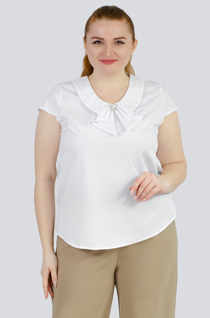 Блуза з коміром та прикрасою великих розмірів