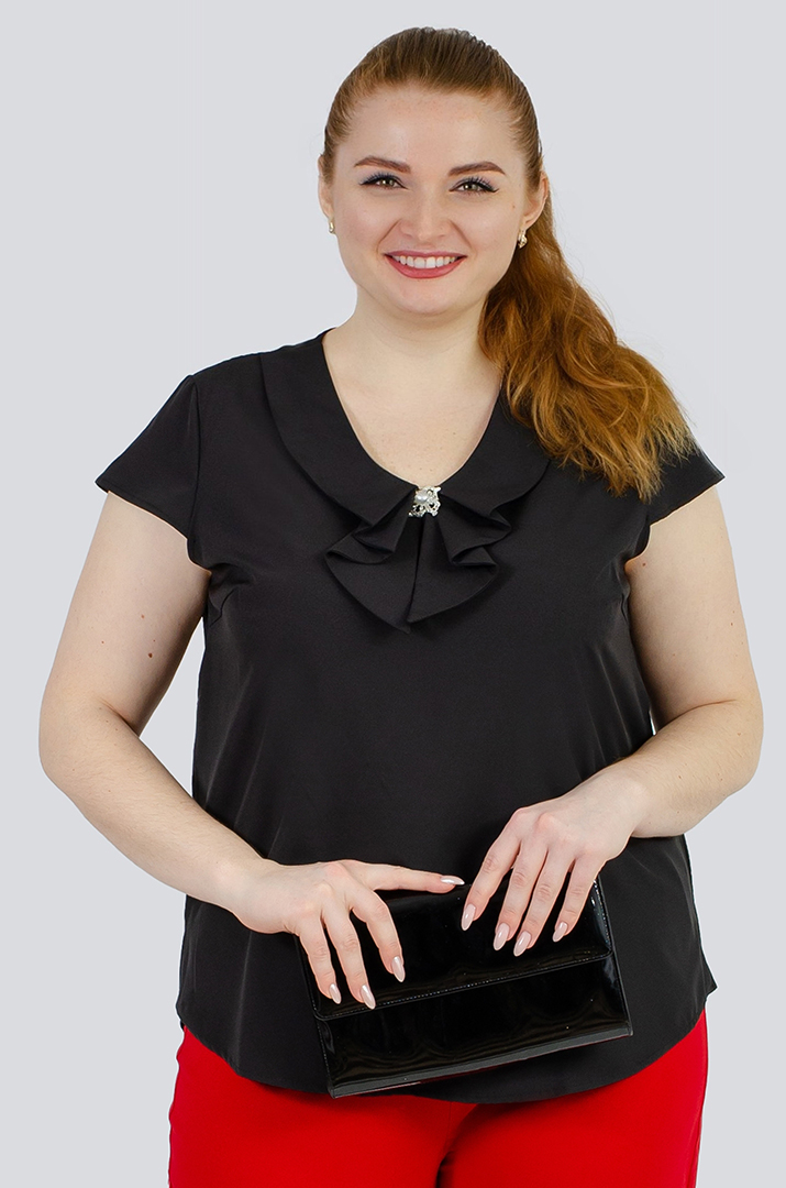 Блуза з коміром та прикрасою великих розмірів