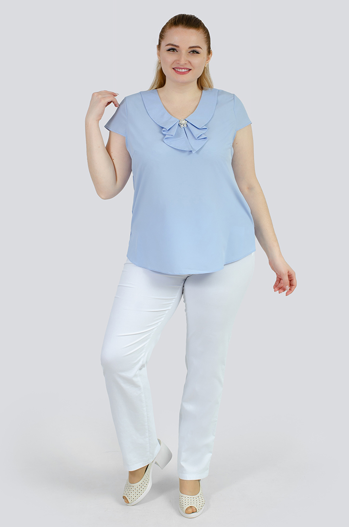 Блуза з коміром та прикрасою великих розмірів