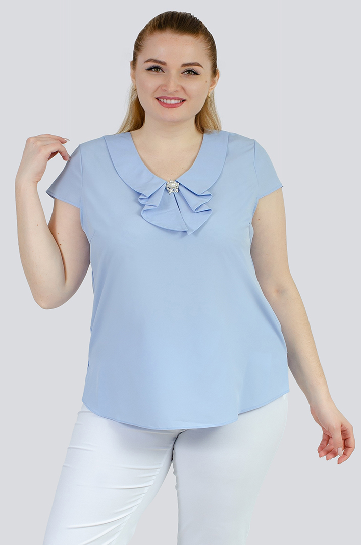 Блуза з коміром та прикрасою великих розмірів