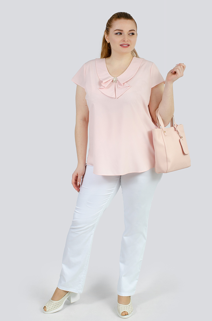 Блуза з коміром та прикрасою великих розмірів