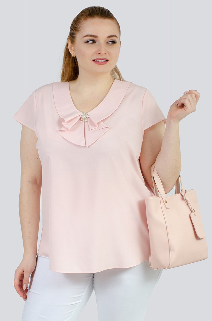 Блуза з коміром та прикрасою великих розмірів