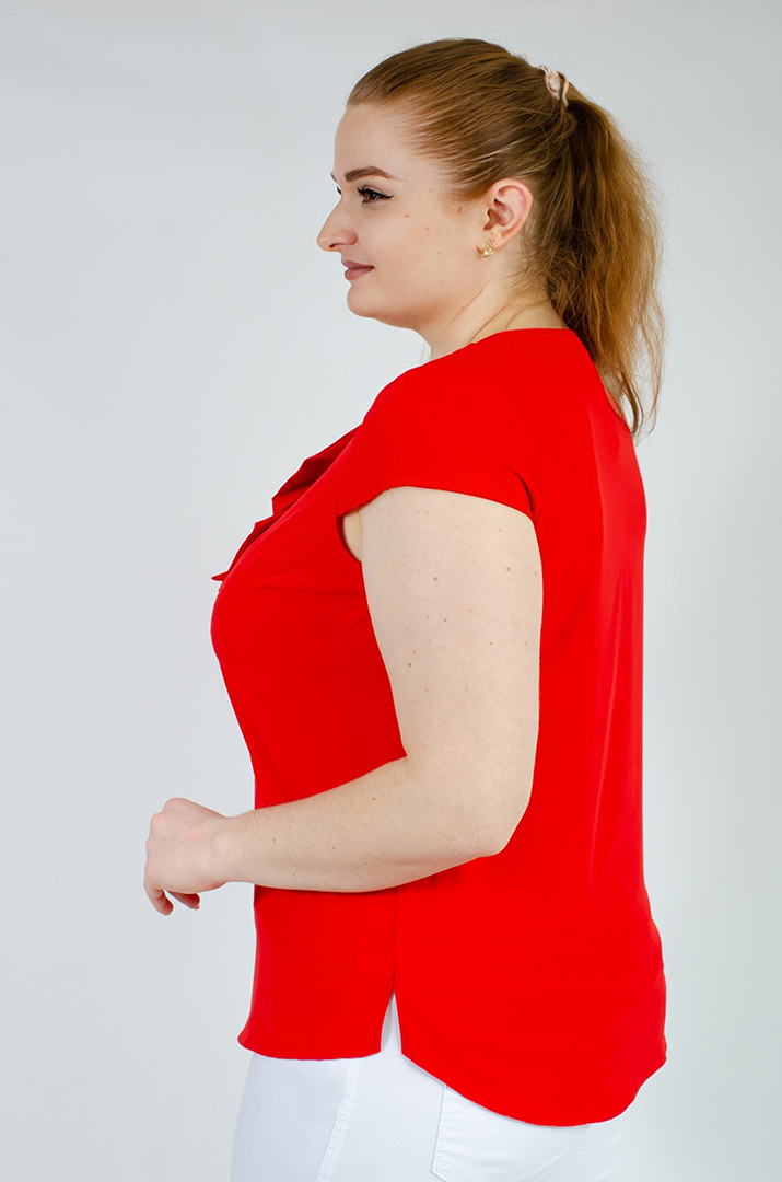 Блуза з коміром та прикрасою великих розмірів