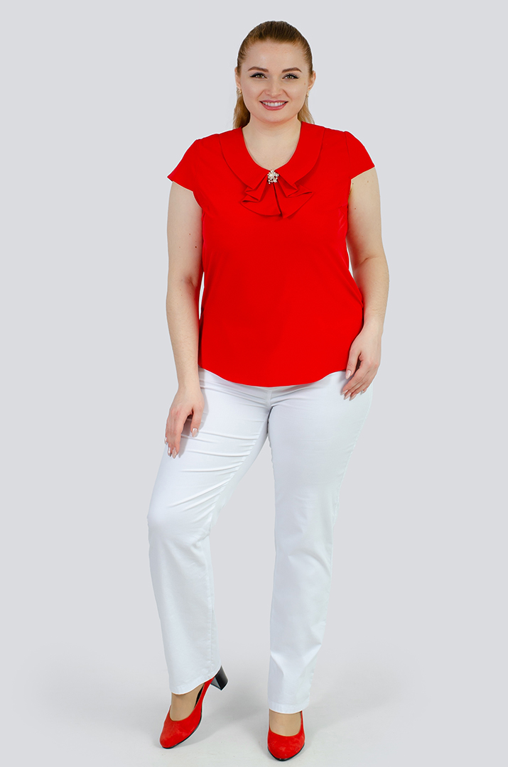 Блуза з коміром та прикрасою великих розмірів