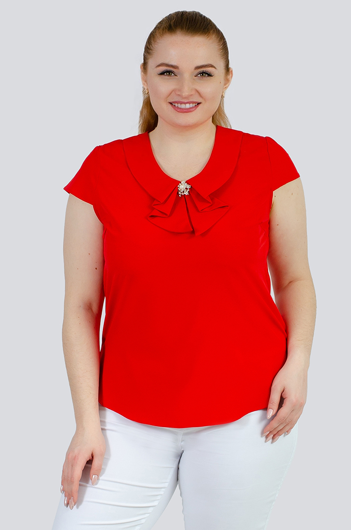 Блуза з коміром та прикрасою великих розмірів