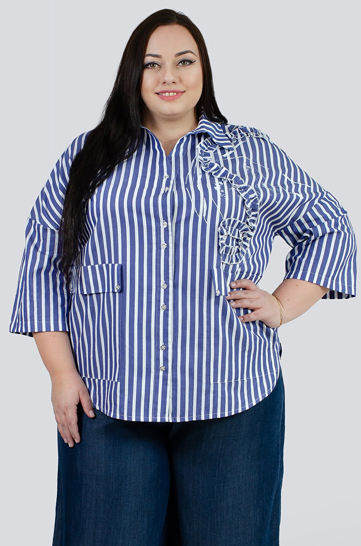 bluza_v_smuzhku_z_dekorom_velykyh_rozmiriv_43544_Pishna_Krasa Блуза в смужку з декором великих розмірів