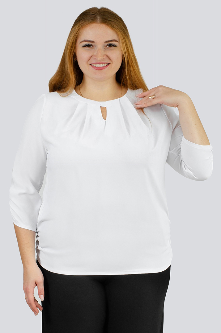 Нежная однотонная блуза больших размеров