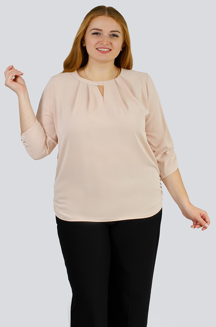 Нежная однотонная блуза больших размеров