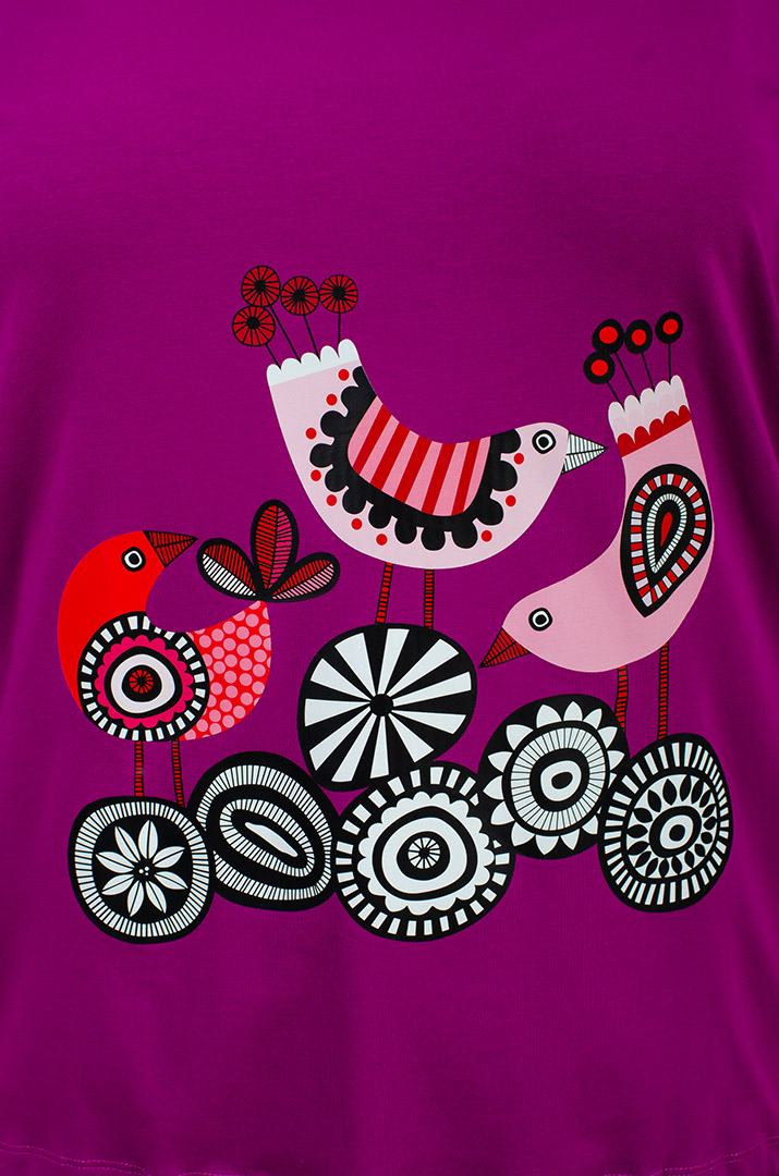 Блуза трикотажна кольору фуксія з принтом великих розмірів