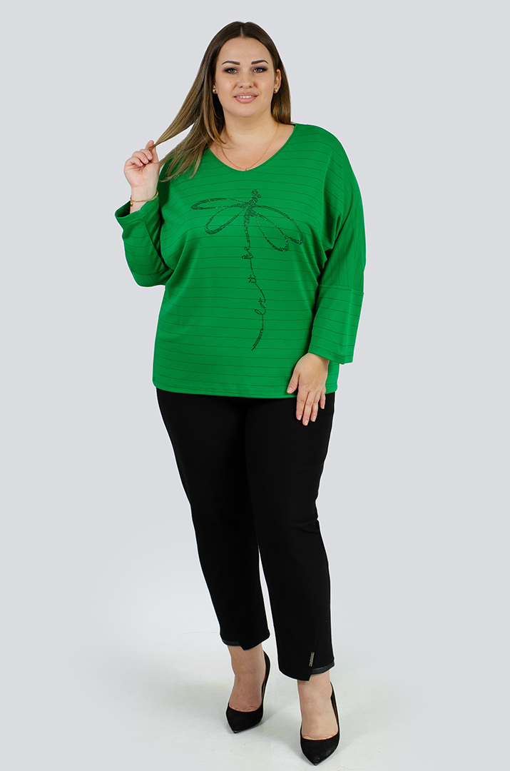 Джемпер в полоску с декором из стразов больших размеров