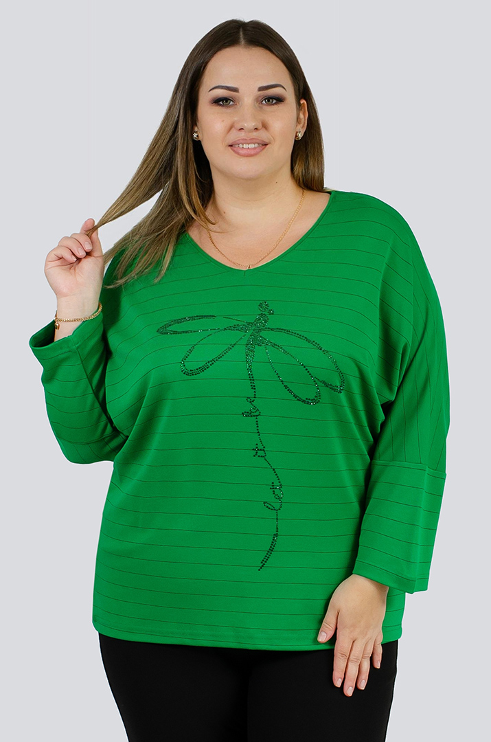 Джемпер в полоску с декором из стразов больших размеров