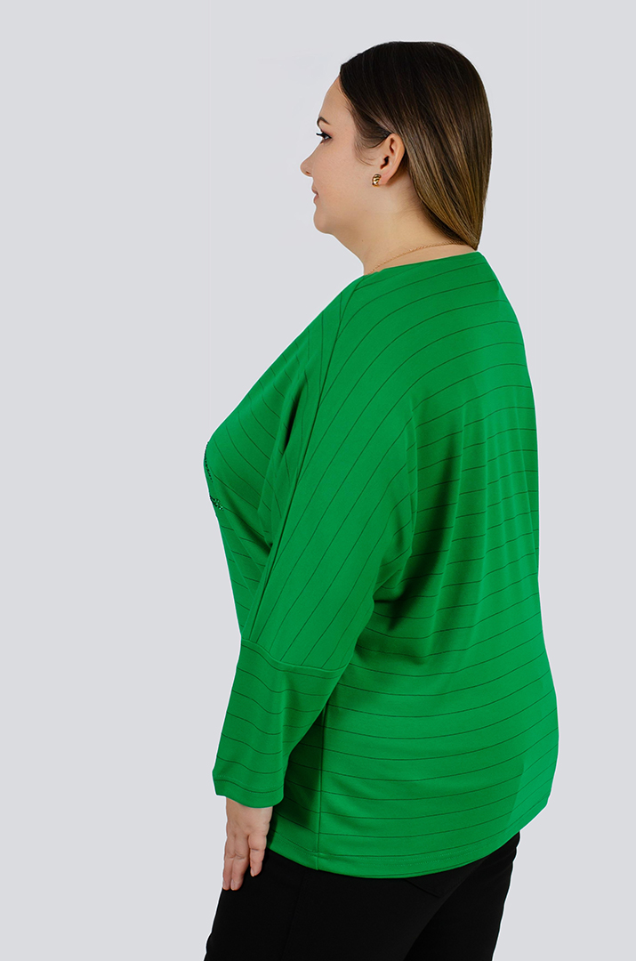 Джемпер в полоску с декором из стразов больших размеров