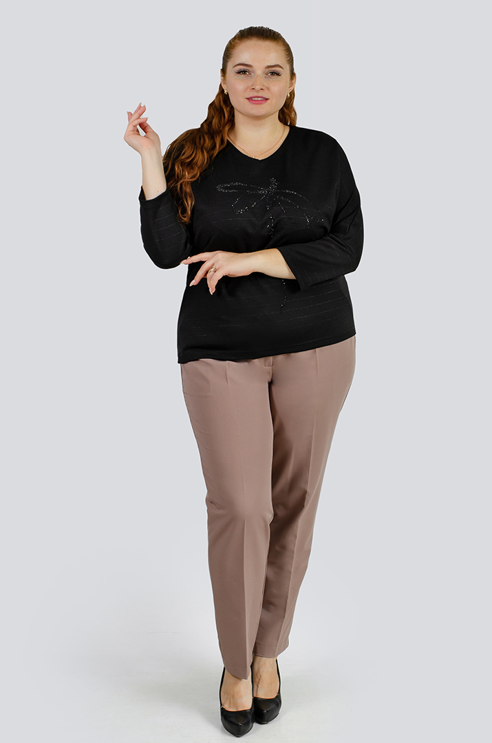 Джемпер в полоску с декором из стразов больших размеров