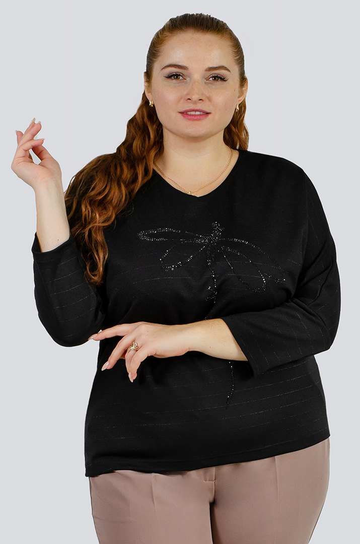 Джемпер в полоску с декором из стразов больших размеров