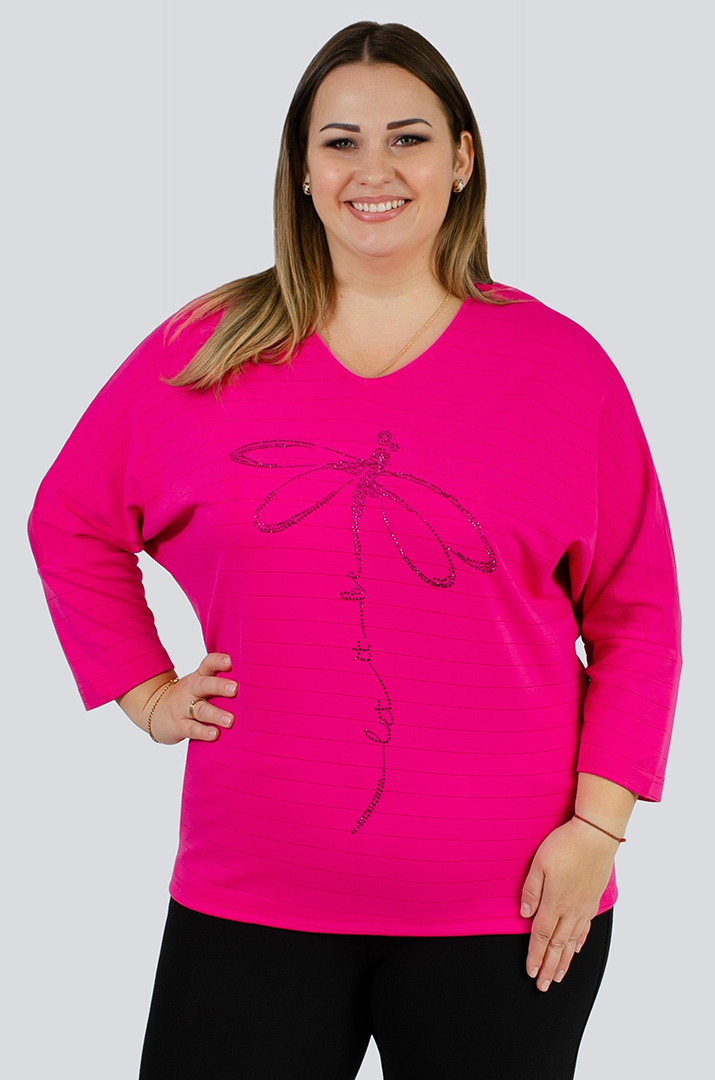 Джемпер в полоску с декором из стразов больших размеров